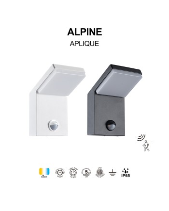 ALPINE * APLIQUE LED IP65 6W 3000K GRIS OSCURO SENSOR
